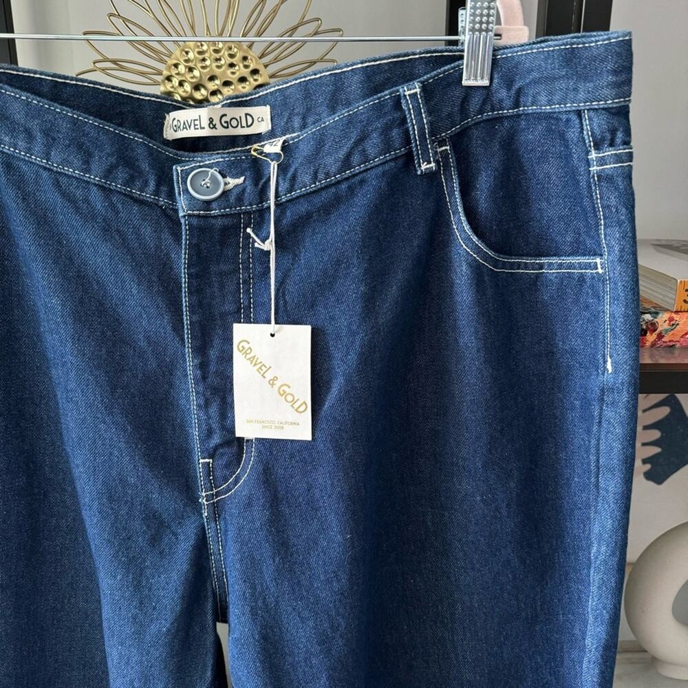 Gravel & Gold Colusa Shasta Dark Wash Relaxed Fit High Rise Tapered Leg Jeans 42 - Picture 5 of 16